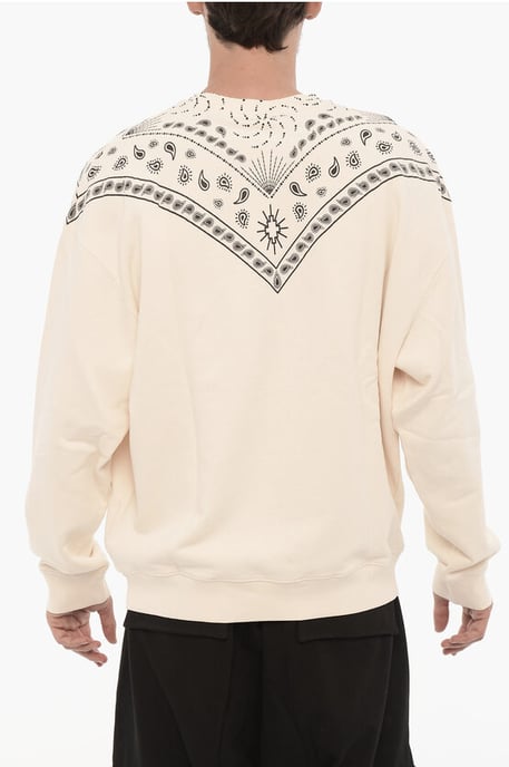 Sudadera de cuello redondo con motivo de bandana en blanco y negro - Image 2