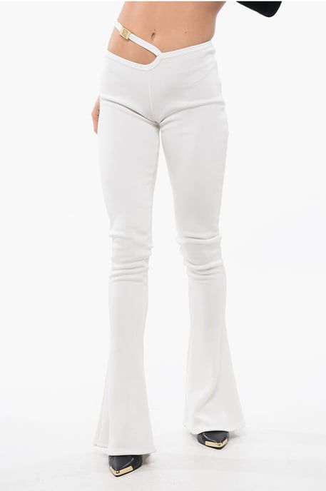 Leggings acampanados con abertura en beige - Image 1