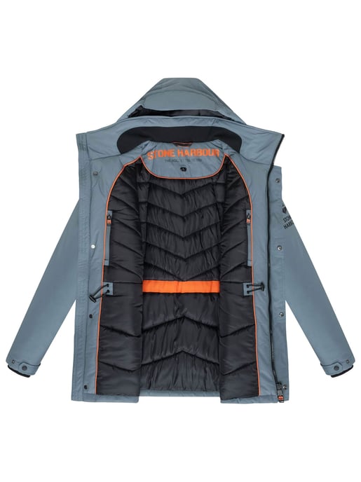 Parka de hombre Stone Harbour Wadiim con capucha y cremallera doble - Image 5