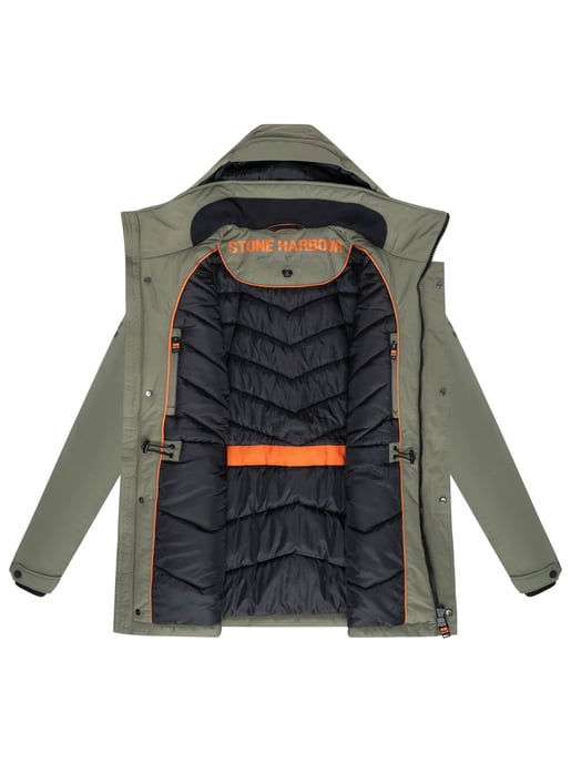 Parka de hombre Stone Harbour Wadiim con capucha y cremallera doble - Image 5