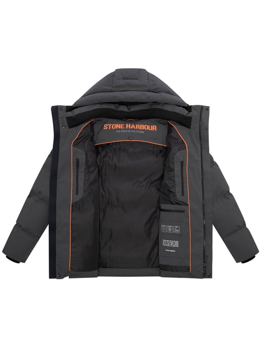 Chaqueta de invierno para hombre Stone Harbour Taviaan con capucha forrada y diseño cortaviento - Image 5