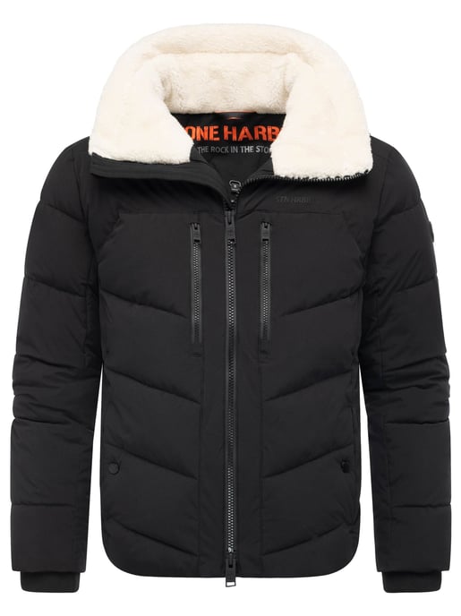 Chaqueta acolchada de invierno para hombre Stone Harbour Ansello con cuello de peluche y forro polar - Image 1