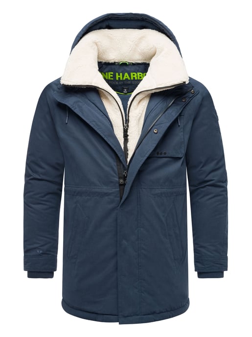 Chaqueta de invierno para hombre Stone Harbour Navroos con cuello de borreguillo desmontable y forro polar - Image 1