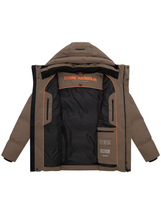 Chaqueta de invierno para hombre Stone Harbour Taviaan con capucha forrada y diseño cortaviento - Image 5