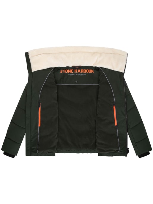 Chaqueta acolchada de invierno para hombre Stone Harbour Ansello con cuello de peluche y forro polar - Image 5