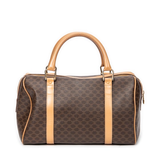 Celine Vintage Small Boston en Marrón/Beige Lona recubierta - Image 5