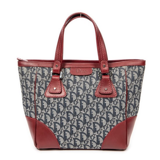 Dior Trotter Zip Tote en Azul marino/Rojo Lienzo - Image 1