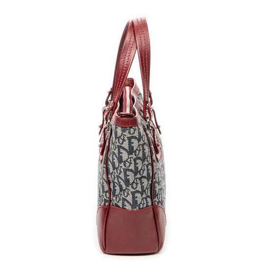 Dior Trotter Zip Tote en Azul marino/Rojo Lienzo - Image 4
