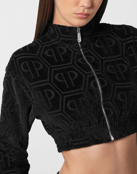 Cropped Tracksuit Jacket Jacquard Monogram - Image 2