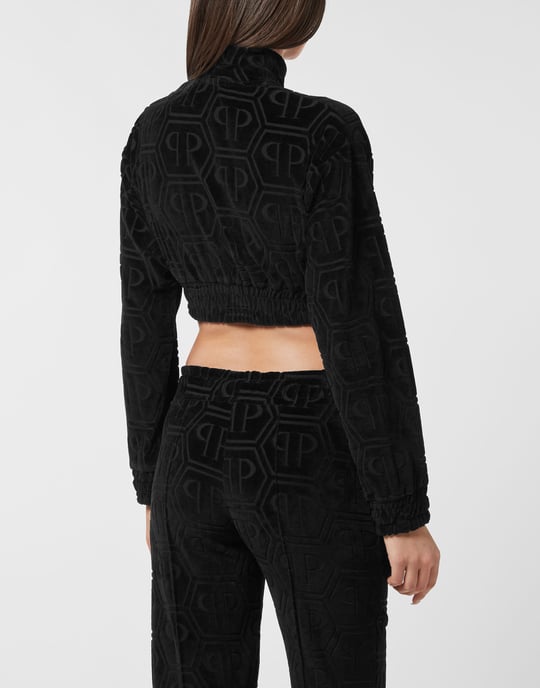 Cropped Tracksuit Jacket Jacquard Monogram - Image 4