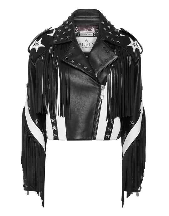 Vintage Leather Moon Biker With Fringes America - Image 1