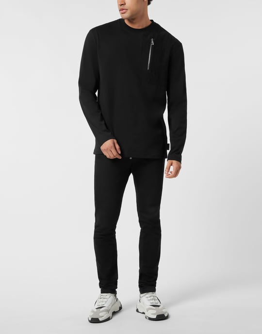 Long Sleeve T-Shirt With Jacquard Crest Insert - Image 3