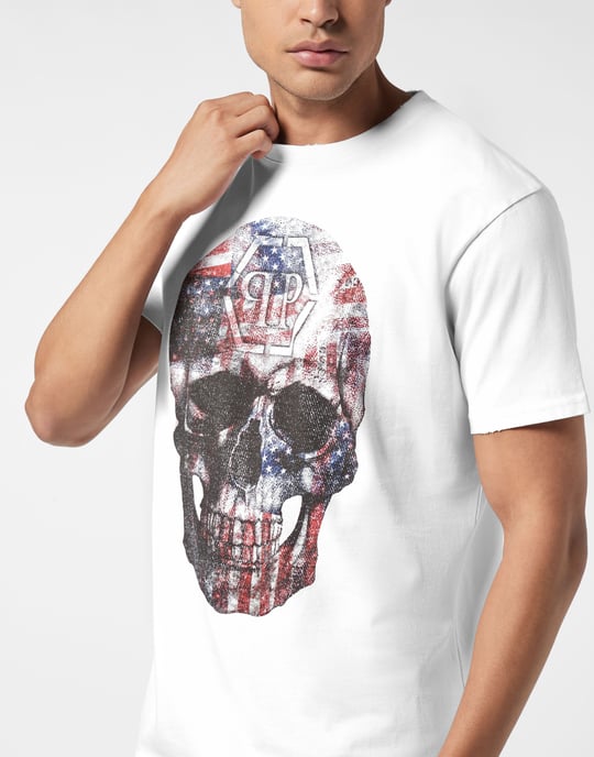 Washed Round Neck T-Shirt Skull America - Image 2