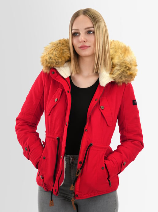 Navahoo Abrigo de Invierno Mujer Pearl – Parka Corta con Forro de Borreguillo y Cuello Desmontable - Image 6