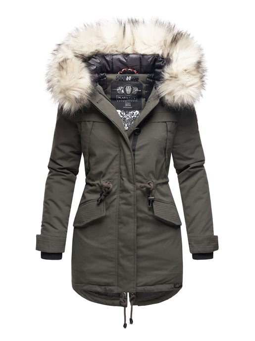 Navahoo Chaqueta de invierno Premium Lady Like para mujer – Parka Clásico con Cuello de Pelo Sintético Desmontable - Image 1