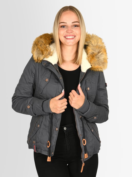 Navahoo Abrigo de Invierno Mujer Pearl – Parka Corta con Forro de Borreguillo y Cuello Desmontable - Image 5