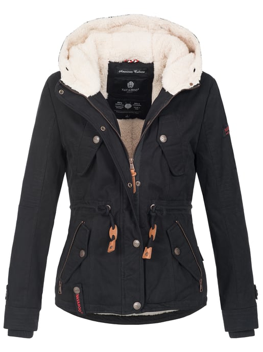 Navahoo Abrigo de Invierno Mujer Pearl – Parka Corta con Forro de Borreguillo y Cuello Desmontable - Image 3