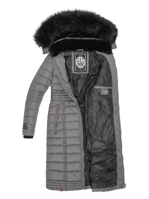 Navahoo Abrigo de Invierno Largo para Mujer Umay – Acolchado con Capucha y Cuello de Pelo Sintético Desmontables - Image 4