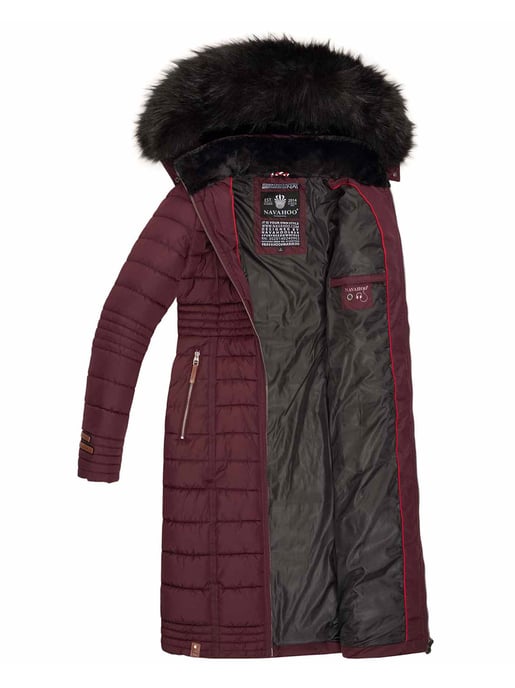 Navahoo Abrigo de Invierno Largo para Mujer Umay – Acolchado con Capucha y Cuello de Pelo Sintético Desmontables - Image 4