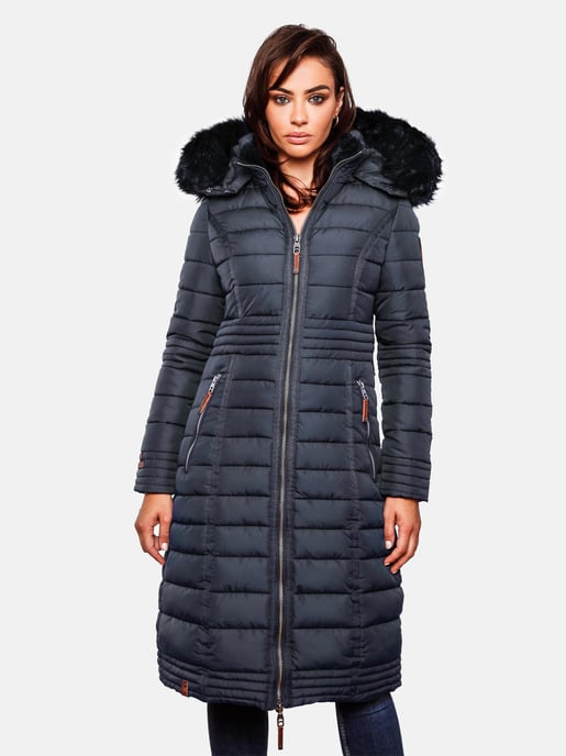 Navahoo Abrigo de Invierno Largo para Mujer Umay – Acolchado con Capucha y Cuello de Pelo Sintético Desmontables - Image 4