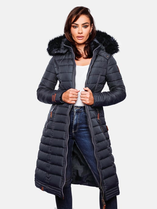 Navahoo Abrigo de Invierno Largo para Mujer Umay – Acolchado con Capucha y Cuello de Pelo Sintético Desmontables - Image 5