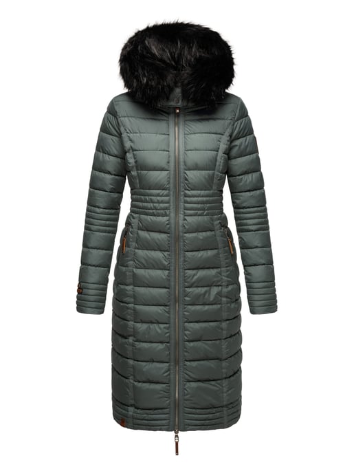 Navahoo Abrigo de Invierno Largo para Mujer Umay – Acolchado con Capucha y Cuello de Pelo Sintético Desmontables - Image 2