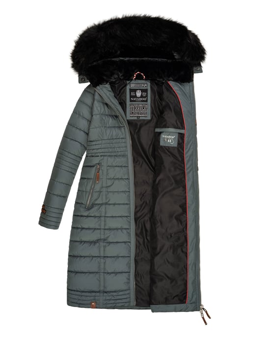 Navahoo Abrigo de Invierno Largo para Mujer Umay – Acolchado con Capucha y Cuello de Pelo Sintético Desmontables - Image 6