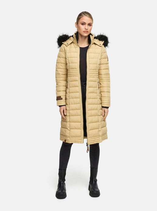 Navahoo Abrigo de Invierno Largo para Mujer Umay – Acolchado con Capucha y Cuello de Pelo Sintético Desmontables - Image 3