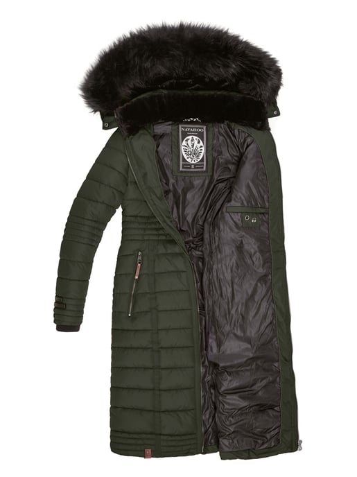 Navahoo Abrigo de Invierno Largo para Mujer Umay – Acolchado con Capucha y Cuello de Pelo Sintético Desmontables - Image 4