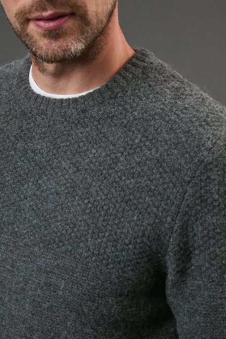 Tuck Stitch Yoke Crew Neck Jumper - Image 5