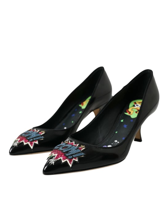 Zapatos de tacón de charol con tacones adornados - Image 3