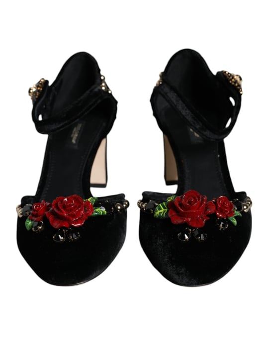 Zapatos de Tacón de Terciopelo Rosa con Tacón Cuadrado - Image 2