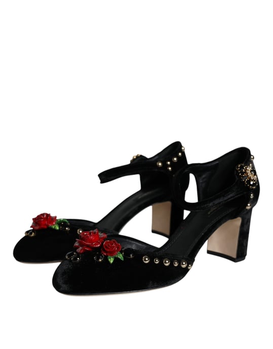 Zapatos de Tacón de Terciopelo Rosa con Tacón Cuadrado - Image 3