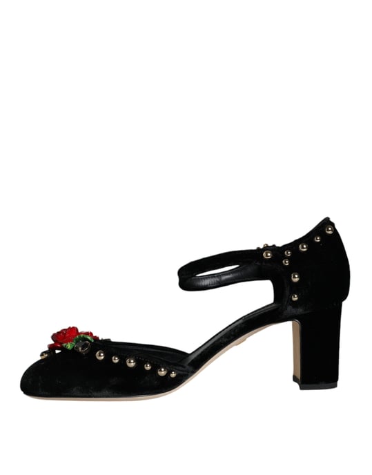 Zapatos de Tacón de Terciopelo Rosa con Tacón Cuadrado - Image 5