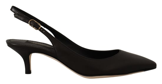 Zapatos de Tacón de Piel con Talón Abierto Negros - Image 1