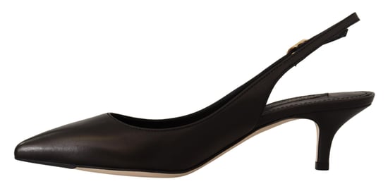 Zapatos de Tacón de Piel con Talón Abierto Negros - Image 2