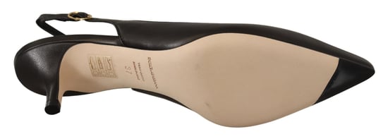 Zapatos de Tacón de Piel con Talón Abierto Negros - Image 3