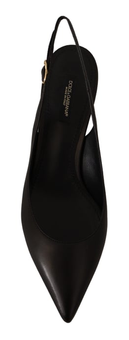 Zapatos de Tacón de Piel con Talón Abierto Negros - Image 4