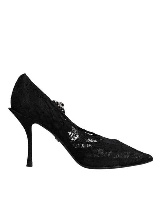 Zapatos de Tacón Alto de Encaje Negros - Image 1