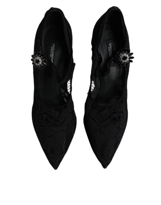 Zapatos de Tacón Alto de Encaje Negros - Image 3