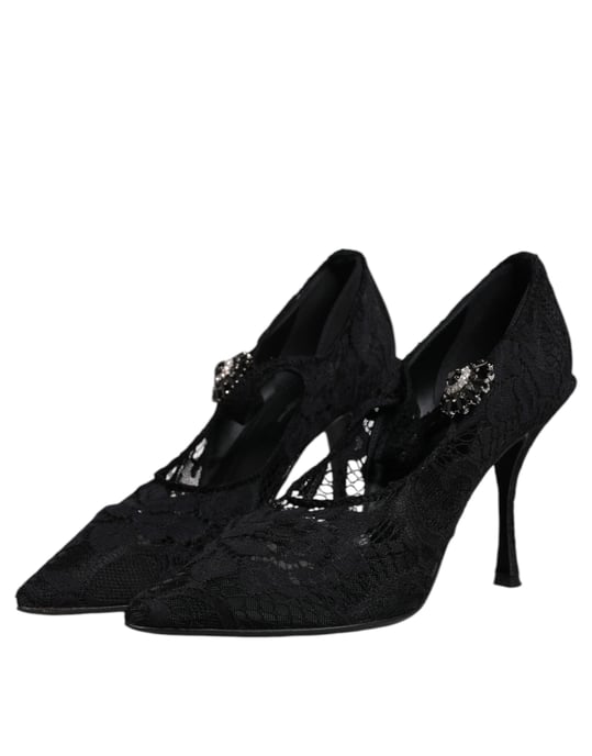 Zapatos de Tacón Alto de Encaje Negros - Image 4