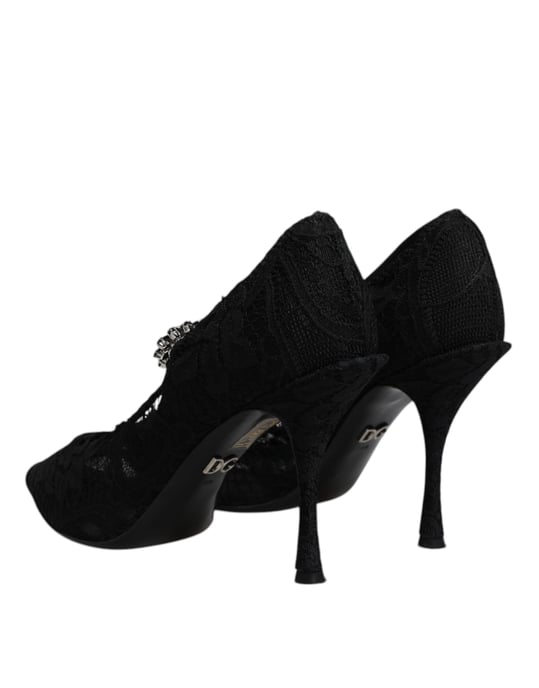 Zapatos de Tacón Alto de Encaje Negros - Image 5