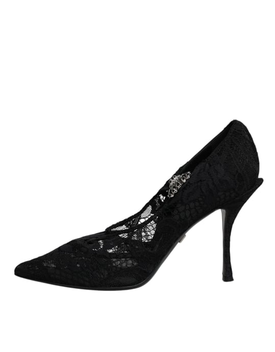 Zapatos de Tacón Alto de Encaje Negros - Image 6
