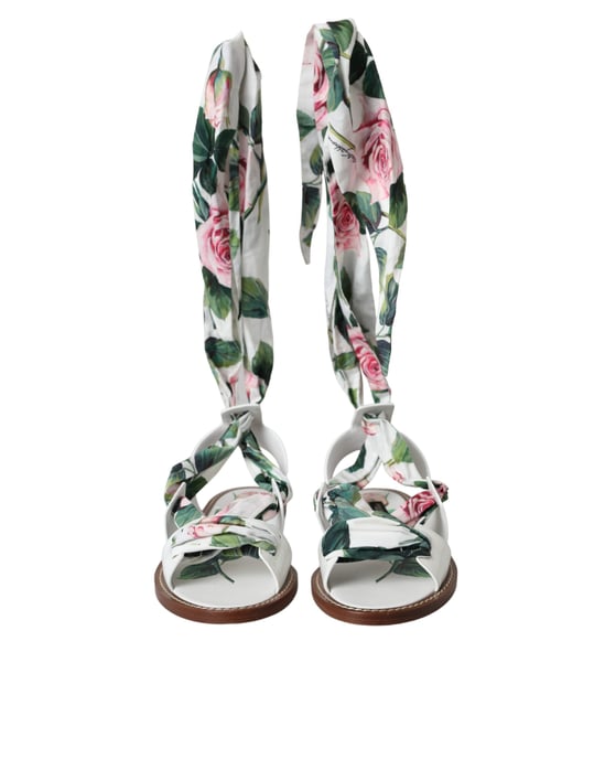 Sandalias Planas de Cuero con Estampado de Rosas - Estilo Casual - Image 2