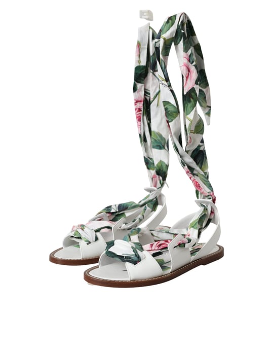 Sandalias Planas de Cuero con Estampado de Rosas - Estilo Casual - Image 3