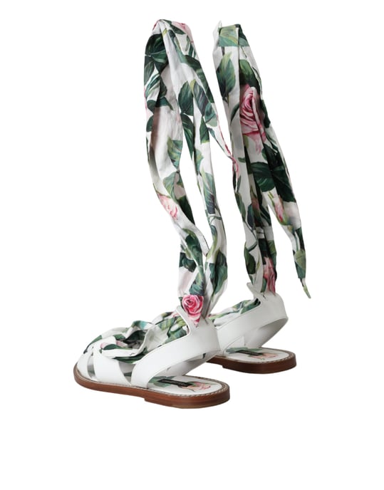 Sandalias Planas de Cuero con Estampado de Rosas - Estilo Casual - Image 4