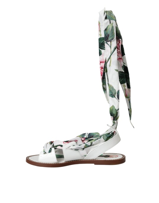 Sandalias Planas de Cuero con Estampado de Rosas - Estilo Casual - Image 5