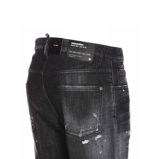 Pantalones Vaqueros Negros Dsquared2 642 Con Efecto Salpicado De Pintura Para Hombre - Image 4