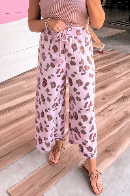 Pantalones de Pierna Ancha con Estampado de Leopardo - Image 1