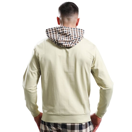 Sudadera Con Capucha Y Cremallera Aquascutum Active Fz Club Check Hood Beige - Image 2